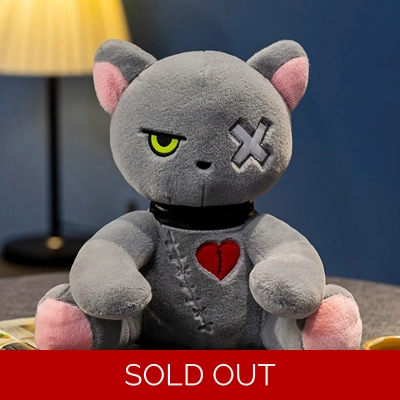 Grey Dark Cat Plush Toy 25cm